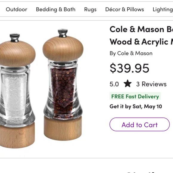 Cole & Mason 6.5" Beech Wood Salt and Pepper Mill Set - Picture 1 of 6